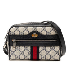 グッチ GGスプリーム オフィディア ショルダーバッグ 517350 ネイビー ベージュ PVC レザー レディース GUCCI 【中古】
