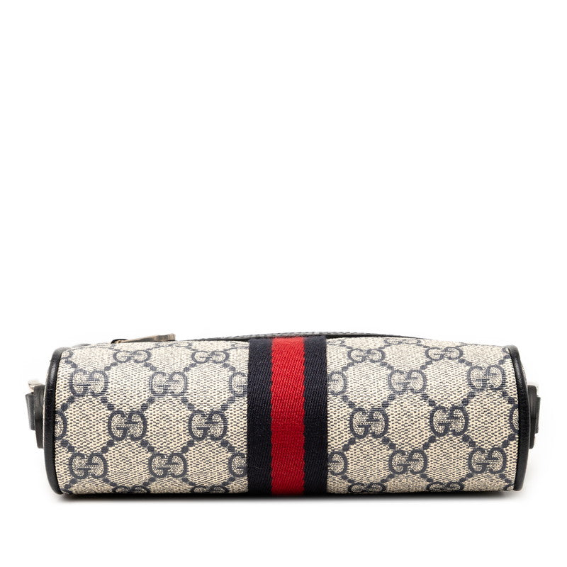 グッチ GGスプリーム オフィディア ショルダーバッグ 517350 ネイビー ベージュ PVC レザー レディース GUCCI 【中古】