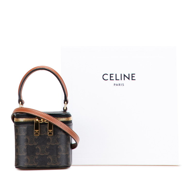セリーヌ トリオンフ ミニバニティバッグ ショルダーバッグ 2WAY ブラウン PVC レザー レディース CELINE 【中古】