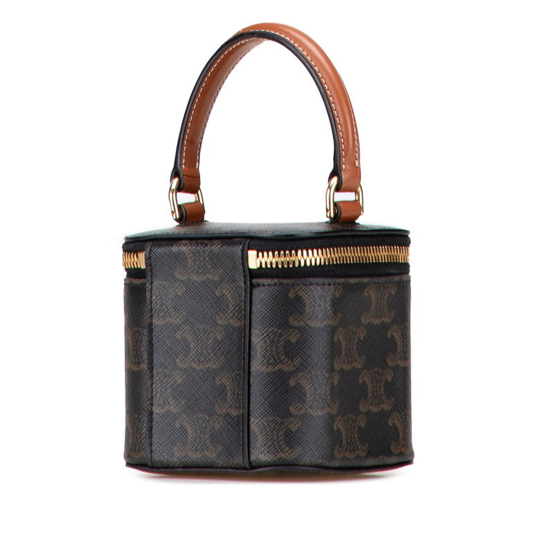 セリーヌ トリオンフ ミニバニティバッグ ショルダーバッグ 2WAY ブラウン PVC レザー レディース CELINE 【中古】