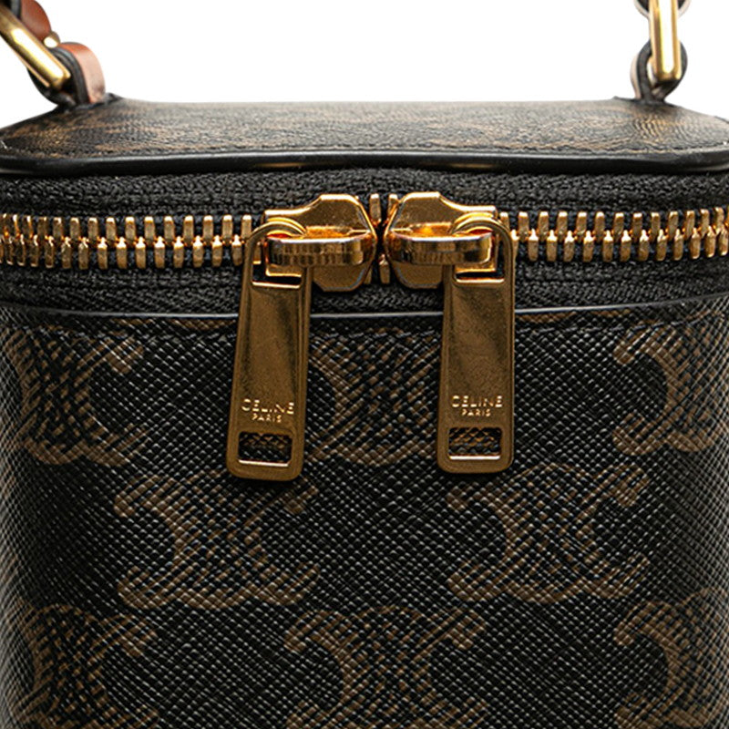 セリーヌ トリオンフ ミニバニティバッグ ショルダーバッグ 2WAY ブラウン PVC レザー レディース CELINE 【中古】