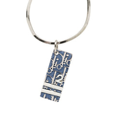 ディオール トロッター プレート ネックレス シルバー ブルー メタル レディース Dior 【中古】