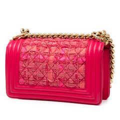 シャネル ボーイシャネル20 チェーン ショルダーバッグ ピンク ツイード ラムスキン レディース CHANEL 【中古】