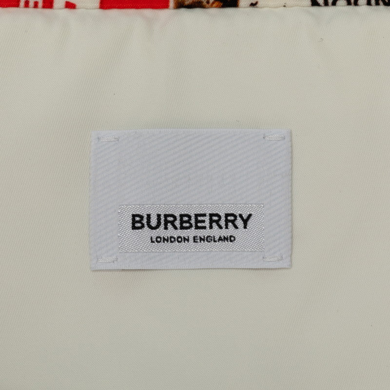 バーバリー ボトルキャップ 瓶蓋 ロゴ ハンドバッグ トートバッグ ホワイト マルチカラー ナイロン レザー レディース BURBERRY 【中古】