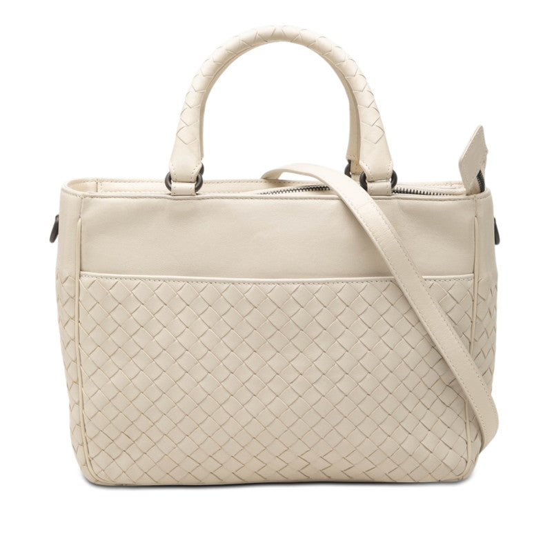 ボッテガヴェネタ イントレチャート ハンドバッグ ショルダーバッグ 2WAY アイボリー レザー レディース BOTTEGAVENETA 【中古】
