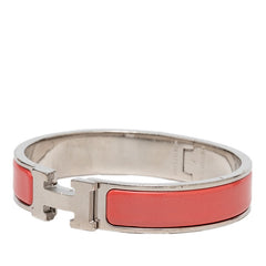 エルメス クリックH PM エナメルブレスレット バングル ピンク シルバー メタル レディース HERMES 【中古】
