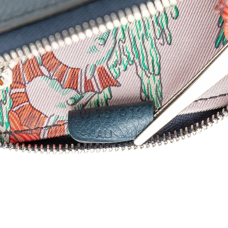 エルメス アザップ シルクイン コンパクト コインケース ネイビー シルバー金具 エバーカラー レディース HERMES 【中古】
