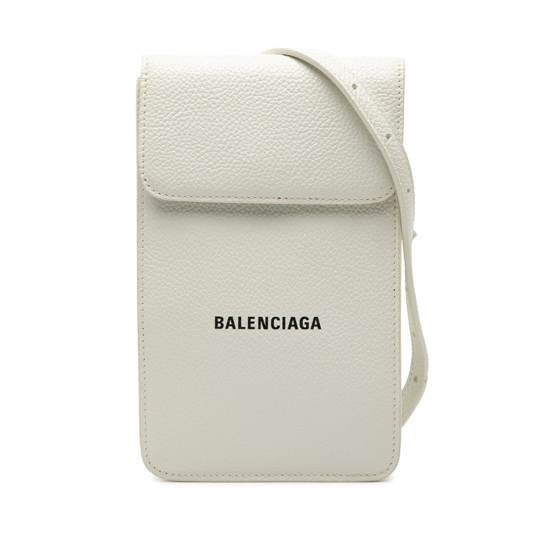 バレンシアガ キャッシュ ショルダーバッグ フォンホルダー 640536 ホワイト レザー レディース BALENCIAGA 【中古】