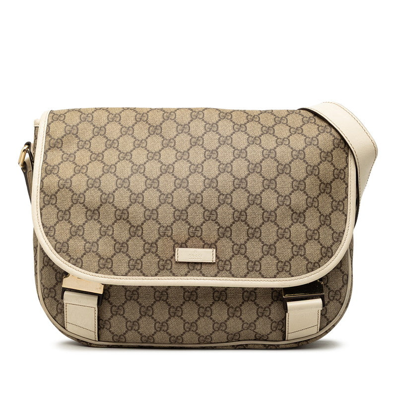 グッチ GGスプリーム 斜め掛け ショルダーバッグ 201732 ベージュ ホワイト PVC レザー レディース GUCCI 【中古】