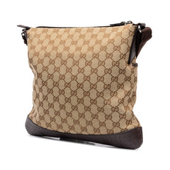 グッチ GGキャンバス 斜め掛け ショルダーバッグ 145857 ベージュ ブラウン キャンバス レザー レディース GUCCI 中古