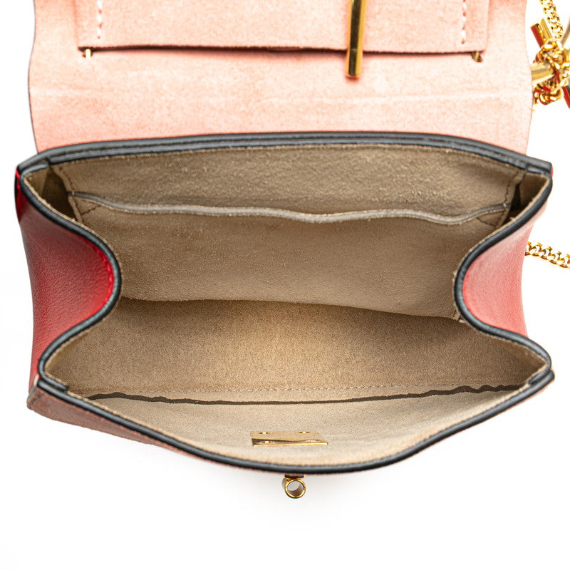 クロエ ドリュー ショルダーバッグ レッド ピンク レザー スウェット レディース Chloe 【中古】