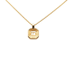 ディオール CDロゴ ヴィンテージ スクエア ペンダントネックレス ゴールド ブラック メッキ ラインストーン レディース Dior 【中古】