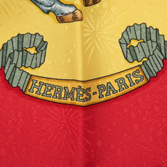 エルメス カレ90 LES FÊTES DU ROI SOLEIL 太陽王の祝典 スカーフ レッド イエロー マルチカラー シルク レディース HERMES 中古