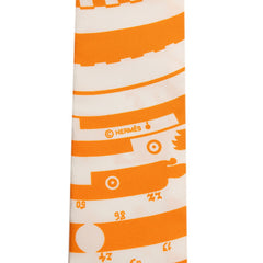 エルメス ツイリー Astrologie a Pois 占星術 ドット スカーフ オレンジ ネイビー ホワイト シルク レディース HERMES 【中古】