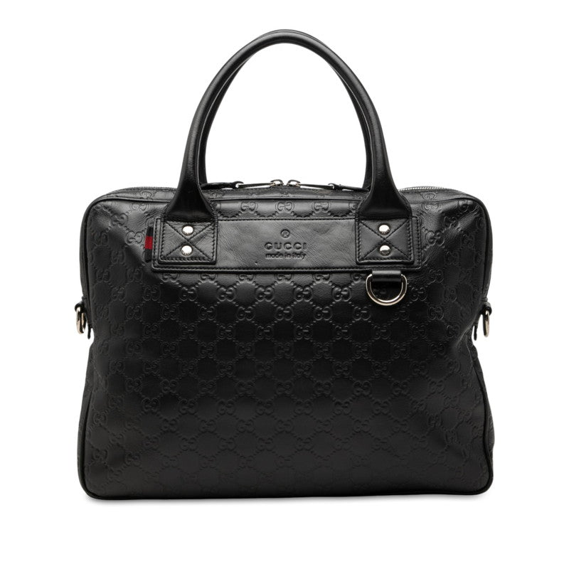 グッチ グッチシマ ブリーフケース ビジネスバッグ 328937 ブラック ネイビー レザー メンズ GUCCI 中古