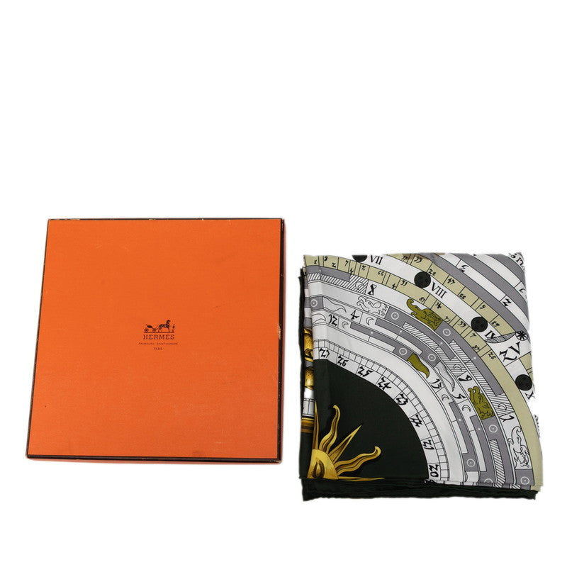 エルメス カレ90 DIES ET HORE 占星術 スカーフ グリーン ホワイト マルチカラー シルク レディース HERMES 【中古】