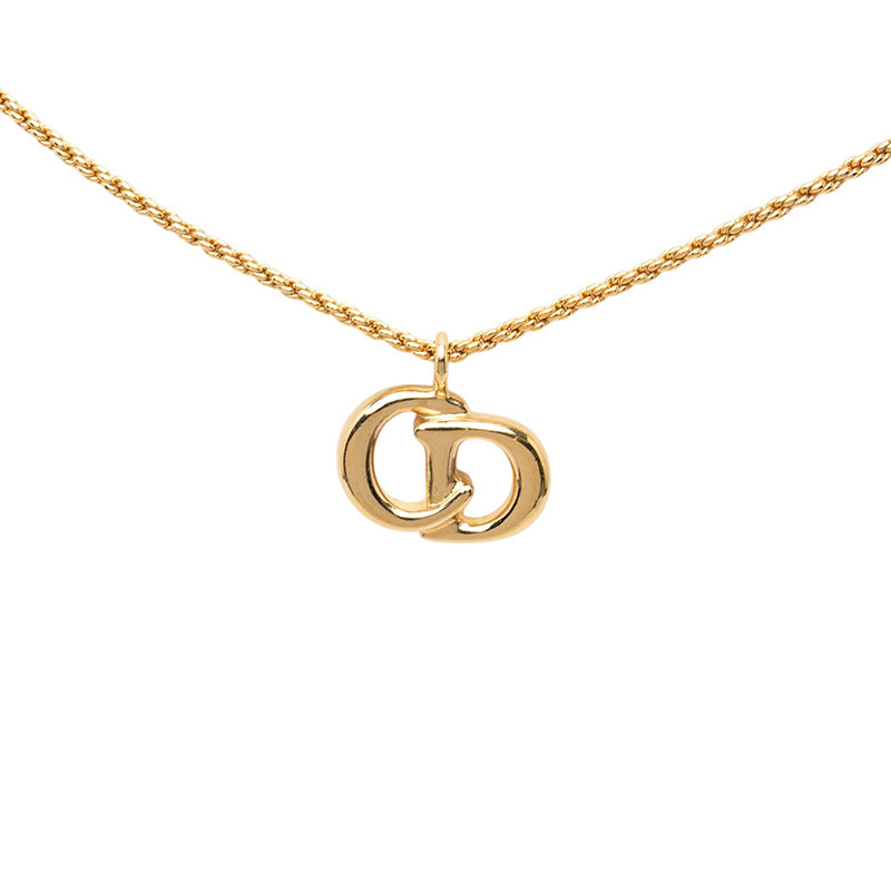 ディオール CDロゴ モチーフ チェーン ネックレス ペンダント ゴールド メッキ レディース Dior 中古
