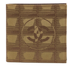 シャネル ニュートラベルライン ココマーク 二つ折り財布 カーキ ナイロン レザー レディース CHANEL 【中古】