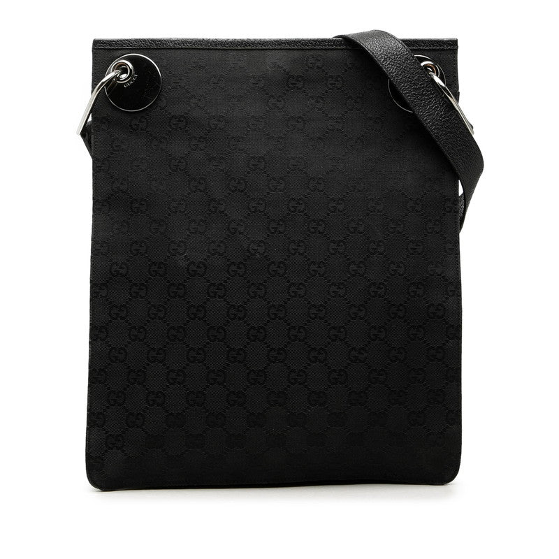 グッチ GGキャンバス 斜め掛け ショルダーバッグ 120842 ブラック キャンバス レザー レディース GUCCI 中古