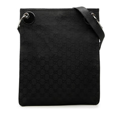 グッチ GGキャンバス 斜め掛け ショルダーバッグ 120842 ブラック キャンバス レザー レディース GUCCI 中古