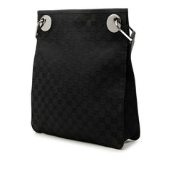 グッチ GGキャンバス 斜め掛け ショルダーバッグ 120842 ブラック キャンバス レザー レディース GUCCI 中古