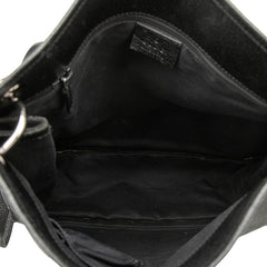 グッチ GGキャンバス 斜め掛け ショルダーバッグ 120842 ブラック キャンバス レザー レディース GUCCI 中古