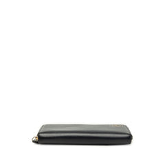 シャネル カメリア ココマーク ラウンドファスナー 長財布 A46506 ブラック ゴールド レザー レディース CHANEL 中古