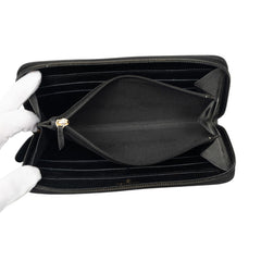 シャネル カメリア ココマーク ラウンドファスナー 長財布 A46506 ブラック ゴールド レザー レディース CHANEL 中古