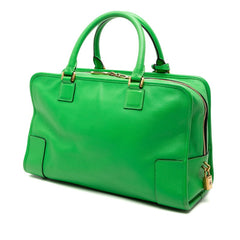 ロエベ アナグラム アマソナ36 ハンドバッグ グリーン レザー レディース LOEWE 【中古】
