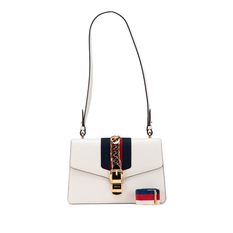 グッチ シルヴィ ワンショルダーバッグ 421882 ホワイト マルチカラー レザー レディース GUCCI 【中古】