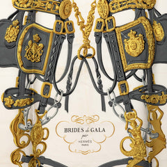 エルメス カレ90 BRIDES de GALA 式典用馬勒 スカーフ 大判 ブルー マルチカラー シルク レディース HERMES 【中古】