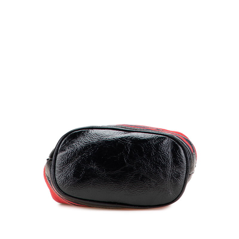 グッチ ショルダーバッグ 550620 レッド ブラック スウェード レザー レディース GUCCI 【中古】