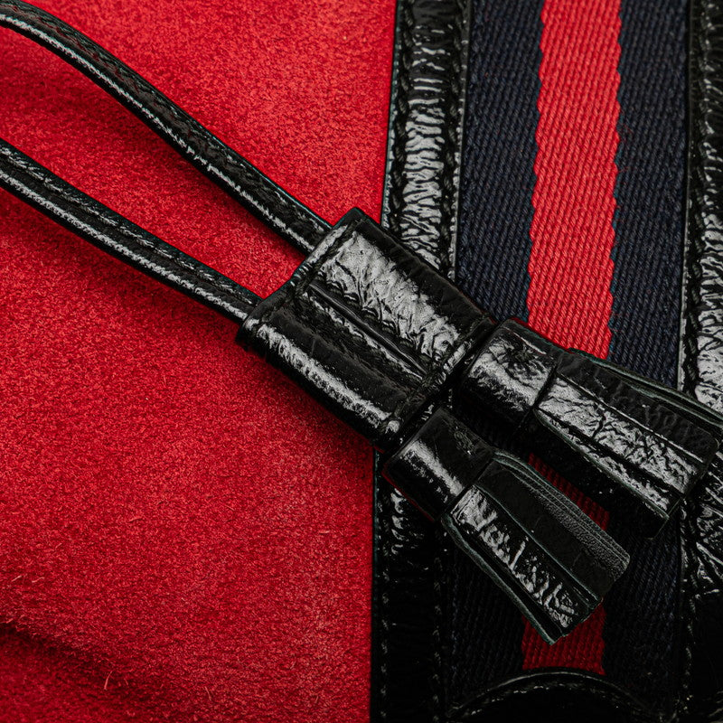 グッチ ショルダーバッグ 550620 レッド ブラック スウェード レザー レディース GUCCI 【中古】