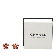 シャネル ココマーク フラワーモチーフ スタッドピアス 03P刻印 ゴールド レッド メッキ レジン レディース CHANEL 【中古】