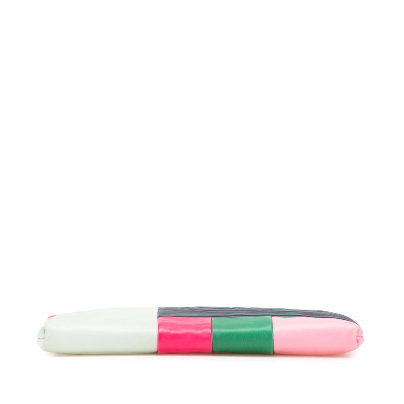 シャネル 2015 ココマーク カラーブロック クラッチバッグ マルチカラー ブラック ラムスキン レディース CHANEL 【中古】