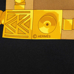 エルメス カレ90 CUILLERS D'AFRIQUE アフリカのスプーン スカーフ 大判スカーフ ブラック シルク レディース HERMES 中古