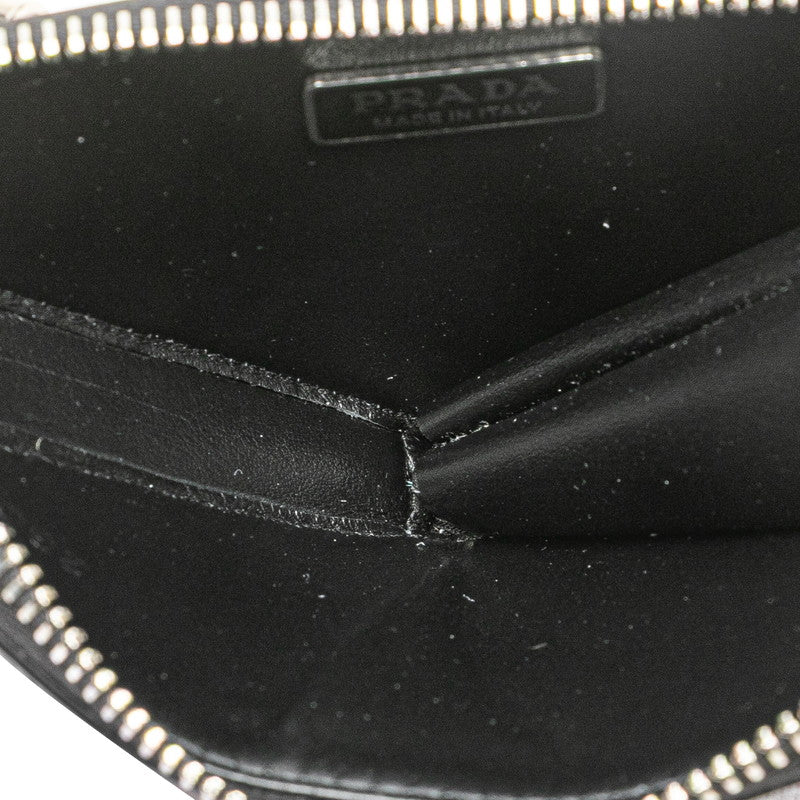 プラダ トライアングル 三角ロゴプレート チェーン ショルダーバッグ ポーチ 1NR005 ブラック レザー レディース PRADA 【中古】
