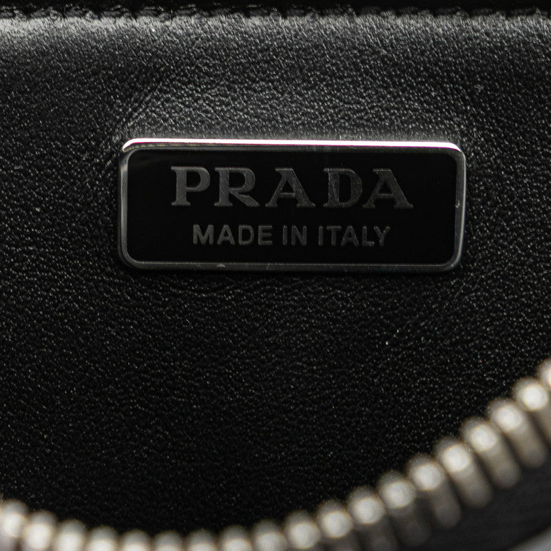 プラダ トライアングル 三角ロゴプレート チェーン ショルダーバッグ ポーチ 1NR005 ブラック レザー レディース PRADA 【中古】