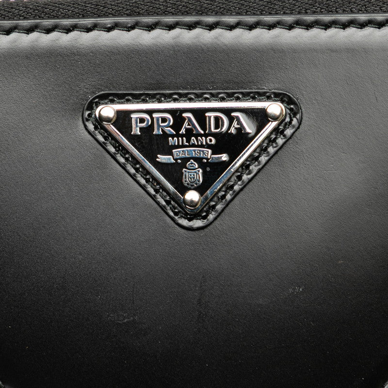 プラダ トライアングル 三角ロゴプレート チェーン ショルダーバッグ ポーチ 1NR005 ブラック レザー レディース PRADA 【中古】