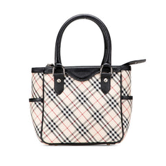 バーバリー ノバチェック ハンドバッグ ベージュ ブラック レッド キャンバス レザー レディース BURBERRY 中古