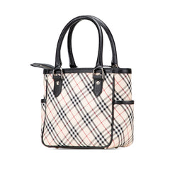 バーバリー ノバチェック ハンドバッグ ベージュ ブラック レッド キャンバス レザー レディース BURBERRY 中古