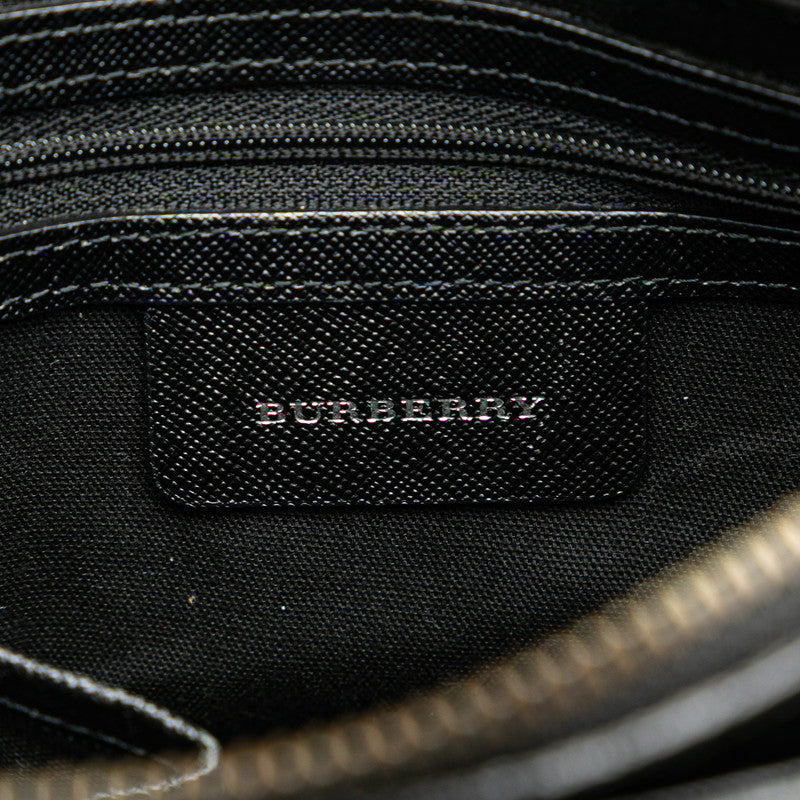 バーバリー ノバチェック ハンドバッグ ベージュ ブラック レッド キャンバス レザー レディース BURBERRY 【中古】