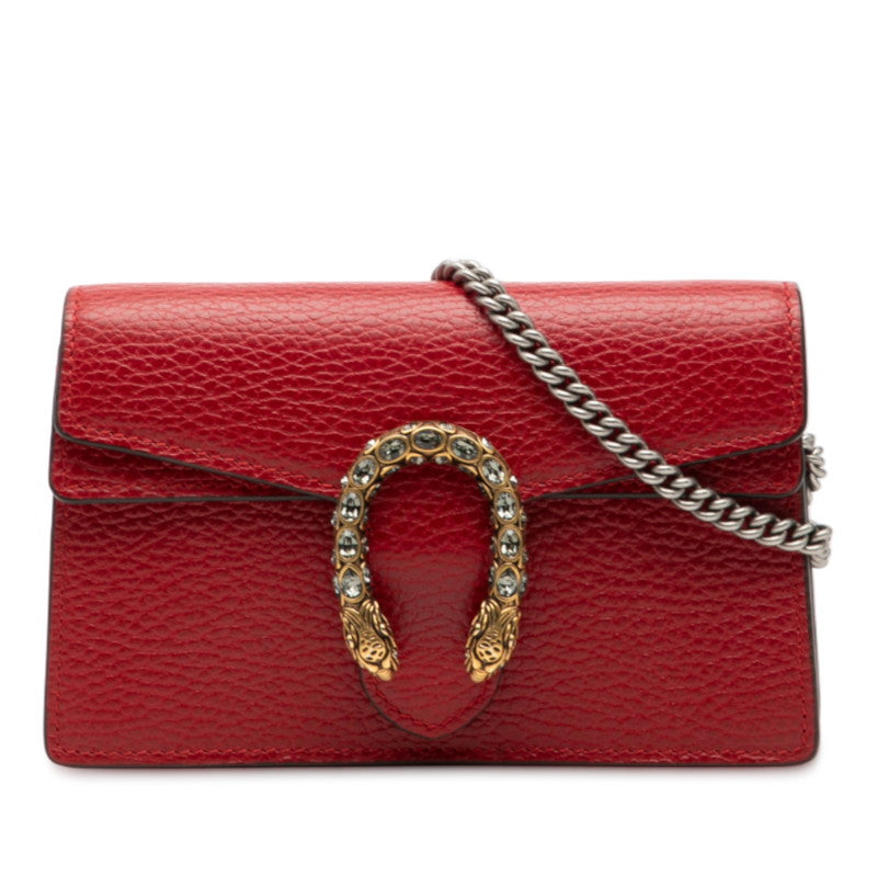 グッチ ディオニュソス チェーン 斜め掛け ショルダーバッグ 476432 レッド レザー レディース GUCCI 【中古】