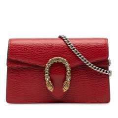 グッチ ディオニュソス チェーン 斜め掛け ショルダーバッグ 476432 レッド レザー レディース GUCCI 【中古】