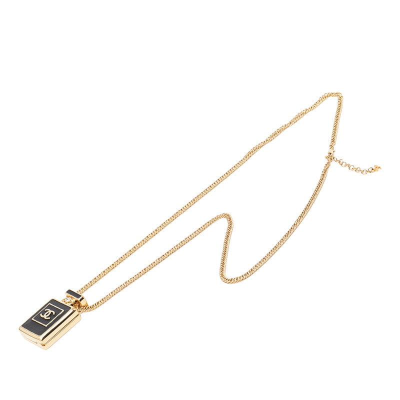 シャネル ココマーク パフュームボトル モチーフ ネックレス ゴールド ブラック メッキ レディース CHANEL 【中古】