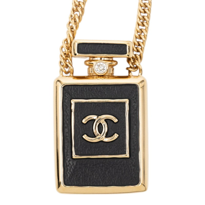 シャネル ココマーク パフュームボトル モチーフ ネックレス ゴールド ブラック メッキ レディース CHANEL 中古