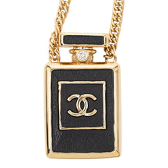 シャネル ココマーク パフュームボトル モチーフ ネックレス ゴールド ブラック メッキ レディース CHANEL 【中古】