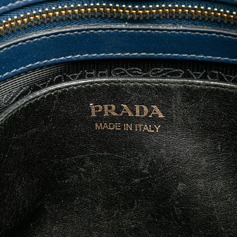 プラダ エスプラナード ハンドバッグ ショルダーバッグ 2WAY 1BA046 ブルー レザー レディース PRADA 【中古】