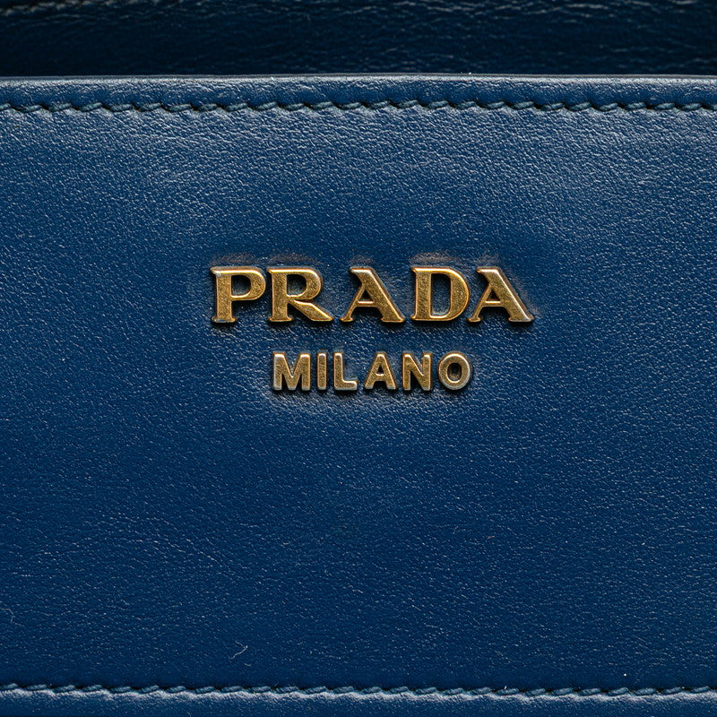 プラダ エスプラナード ハンドバッグ ショルダーバッグ 2WAY 1BA046 ブルー レザー レディース PRADA 【中古】