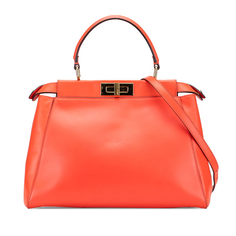 フェンディ ピーカブー ミディアム ハンドバッグ ショルダーバッグ 2WAY 8BN226 レッド レザー レディース FENDI 【中古】